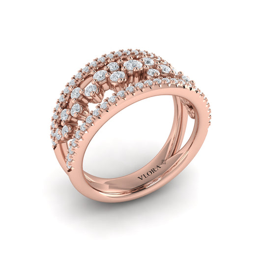 Floating Diamond Cluster Ring