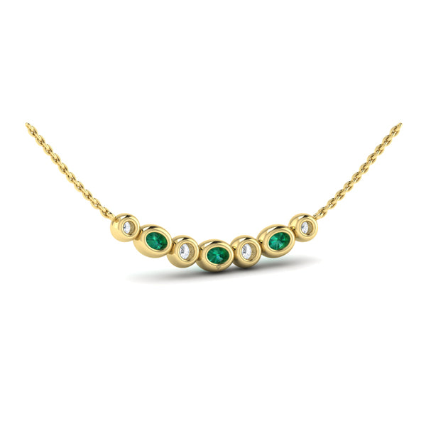 Diamond and Emerald Rounded Bezel Pendant