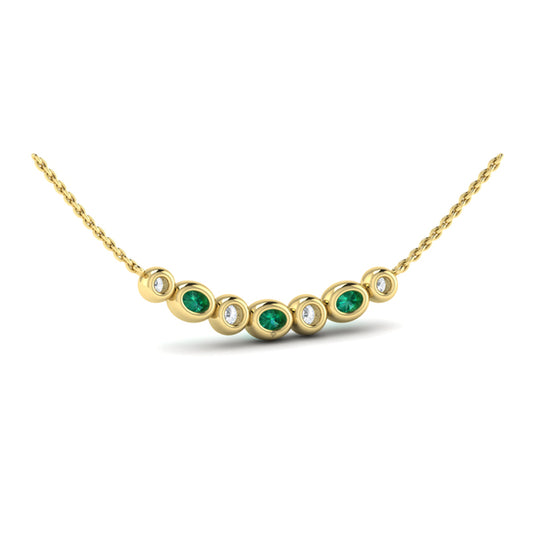 Diamond and Emerald Rounded Bezel Pendant