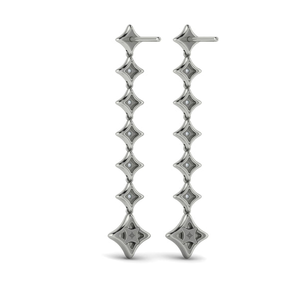 Diamond Vlora Star Long Drop Statement Earrings