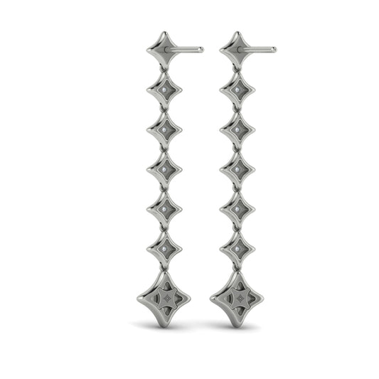 Diamond Vlora Star Long Drop Statement Earrings