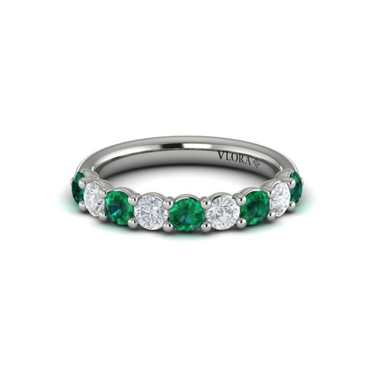 Classic Emerald and Diamond Stackable Band