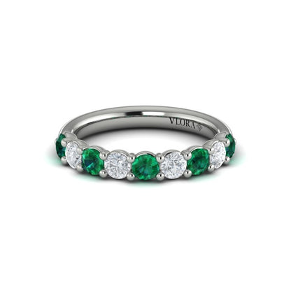Classic Emerald and Diamond Stackable Band