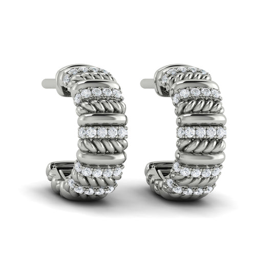 Diamond Rope Hoop Earrings