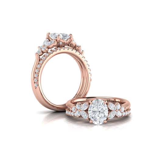 Matching Band for Floral Marquise Cluster Oval Engagement Ring