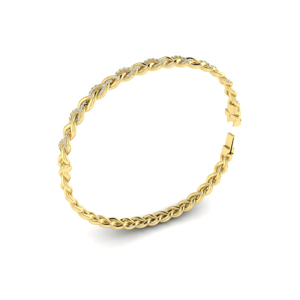 Alternating Diamond Twist Bangle Bracelet