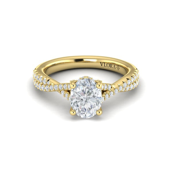 Woven Pave Oval Diamond Engagement Ring