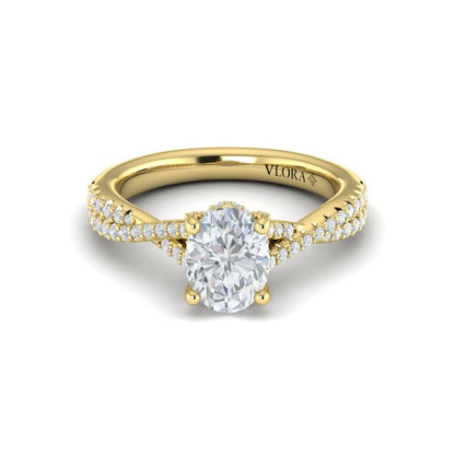 Woven Pave Oval Diamond Engagement Ring