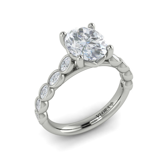 Bezel Oval Diamond Band Engagement Ring