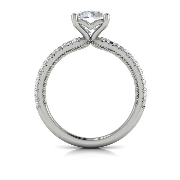 Round Classic, Modern Vintage Engagement Ring in Platinum by Vlora Bridal