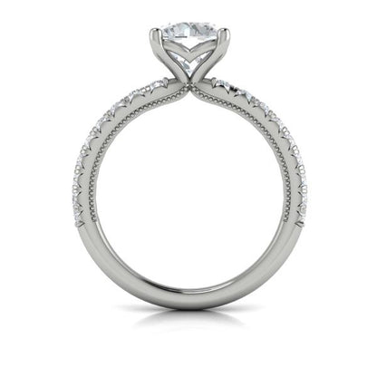 Round Classic, Modern Vintage Engagement Ring in Platinum by Vlora Bridal