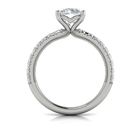 Round Classic, Modern Vintage Engagement Ring in Platinum by Vlora Bridal