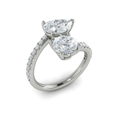 Kissing Round and Pear Two Stone Engagement Ring