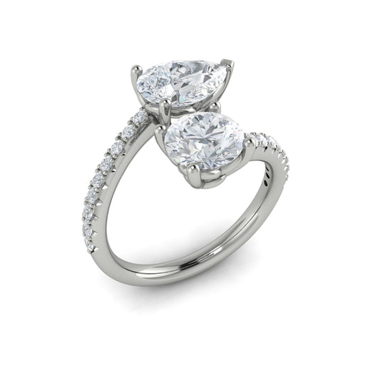 Kissing Round and Pear Two Stone Engagement Ring