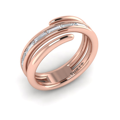 Center Diamond Baguette Open Wrap Ring
