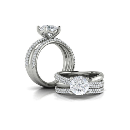 Round Straight Row Engagement Ring in Platinum by Vlora Bridal