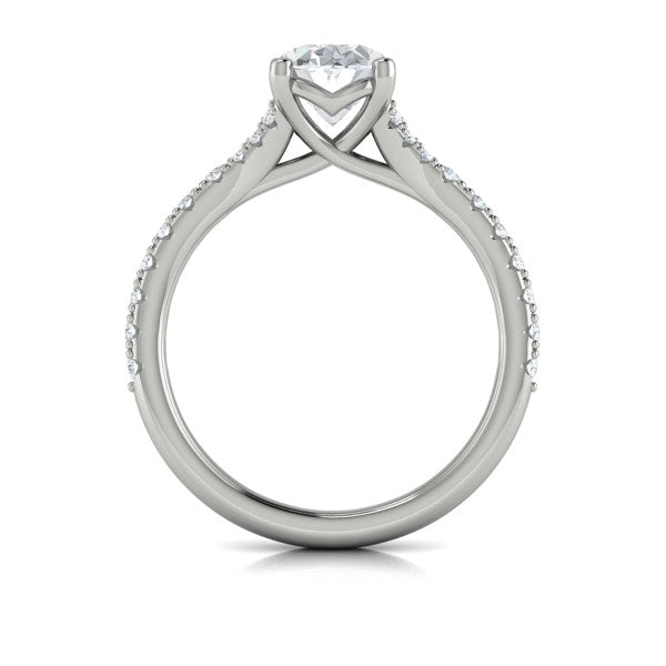 Oval Classic, Split Shank Engagement Ring in Platinum by Vlora Bridal