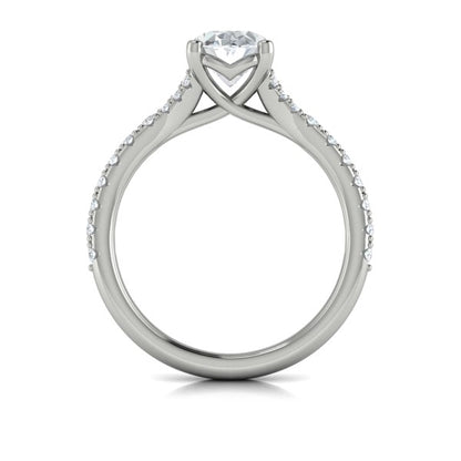 Oval Classic, Split Shank Engagement Ring in Platinum by Vlora Bridal