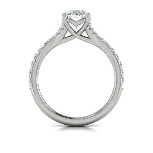 Oval Classic, Split Shank Engagement Ring in Platinum by Vlora Bridal