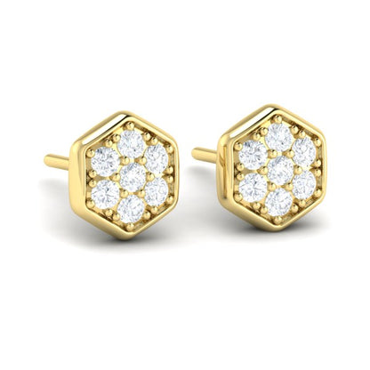 Diamond Cluster Honeycomb Stud Earrings
