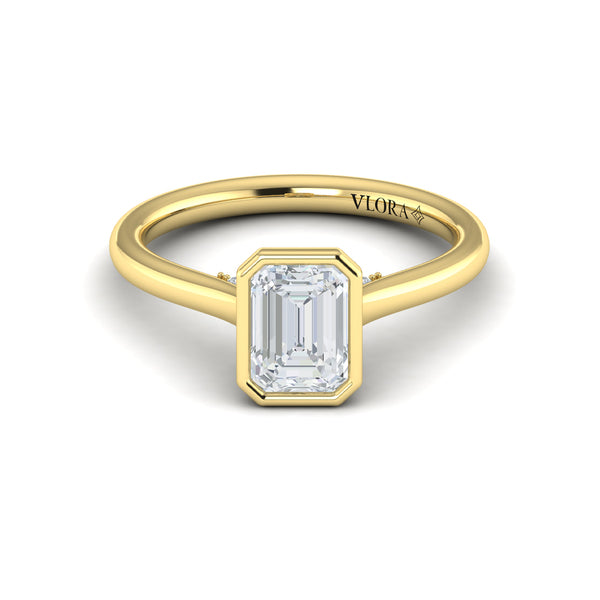 Singular Emerald Cut Bezel Engagement Ring