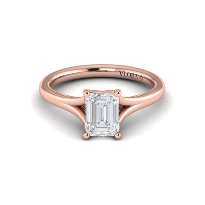 Solitaire Emerald Cut Engagement Ring