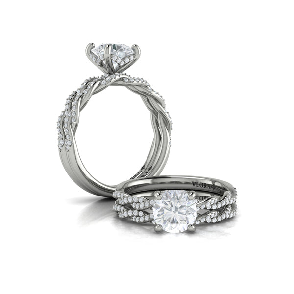 Round Classic Engagement Ring in Platinum by Vlora Bridal