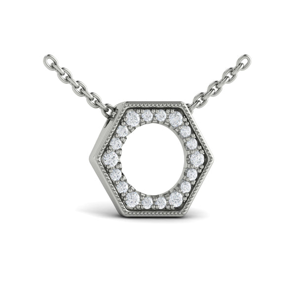 Diamond Open Honeycomb Pendant Necklace