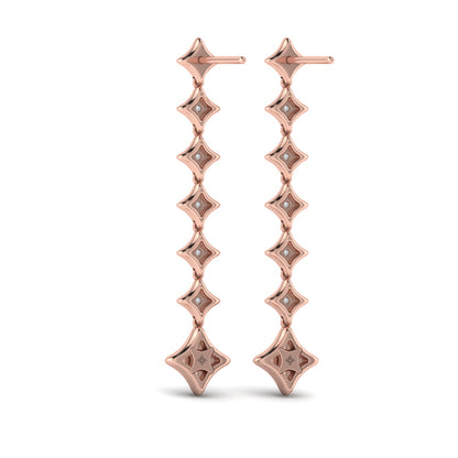 Diamond Vlora Star Long Drop Statement Earrings