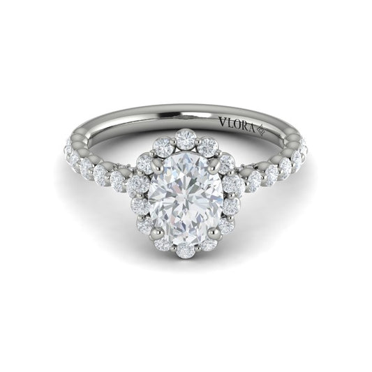 Floating Halo Oval Engagement Ring