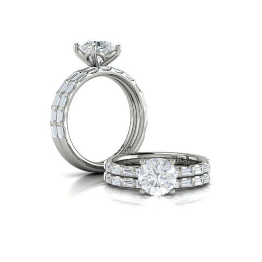 Round Classic Engagement Ring in Platinum by Vlora Bridal