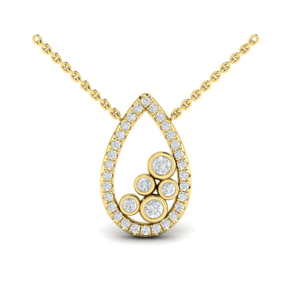 Pavé Pear Shaped and Bezel Set Diamond Pendant Necklace