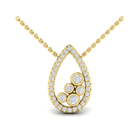 Pavé Pear Shaped and Bezel Set Diamond Pendant Necklace