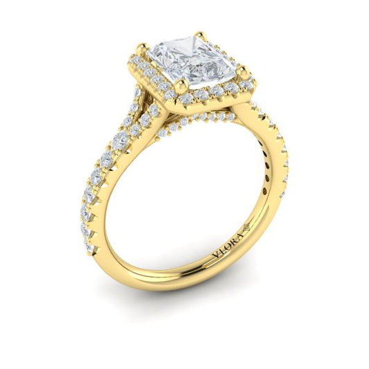 Elegant Halo Emerald Cut Engagement Ring