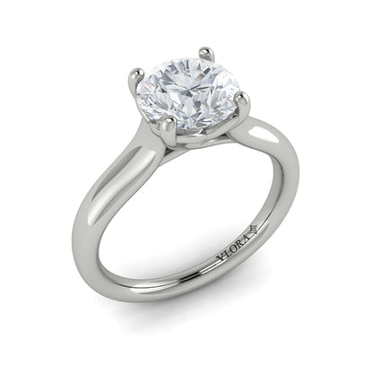 Round Solitaire Engagement Ring in Platinum by Vlora Bridal