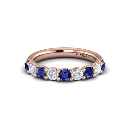 Classic Sapphire and Diamond Stackable Band