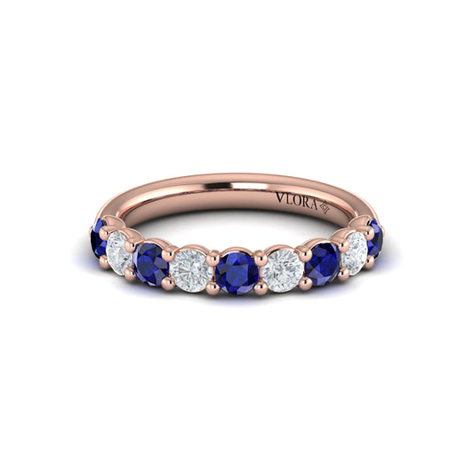 Classic Sapphire and Diamond Stackable Band
