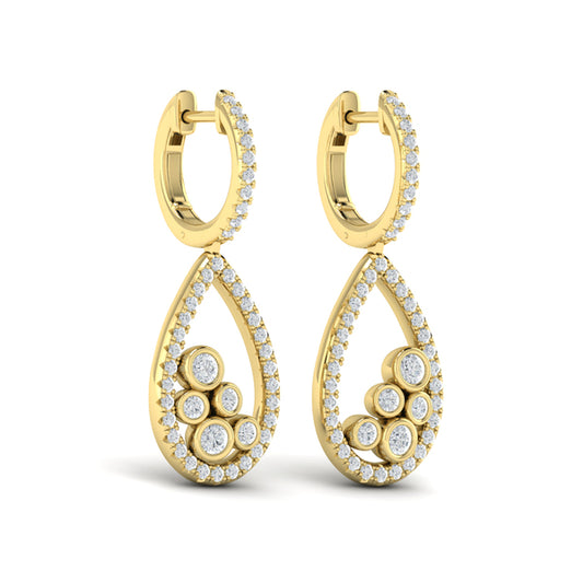 Pavé Pear Shaped and Bezel Set Diamond Earrings