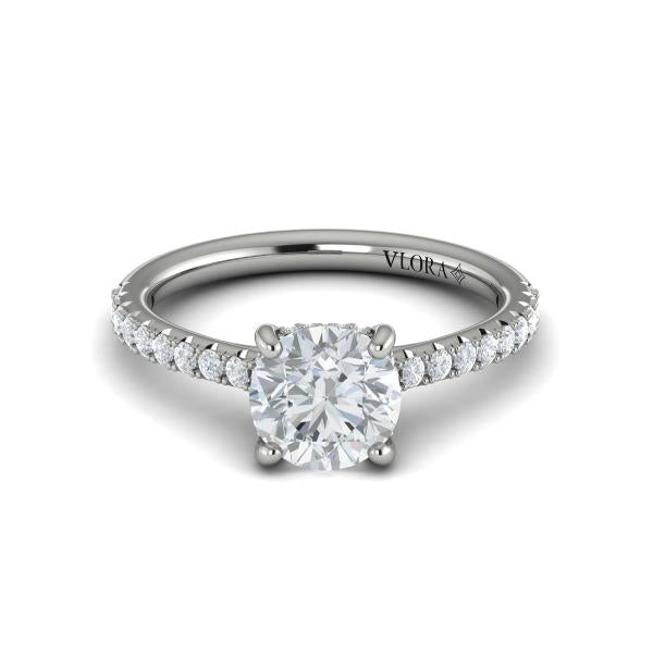 Classic Cathedral Engagement Ring with a Hidden Halo