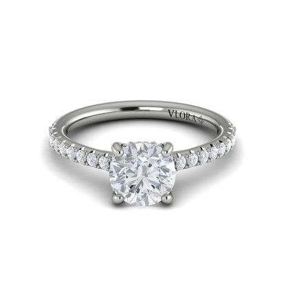 Classic Cathedral Engagement Ring with a Hidden Halo