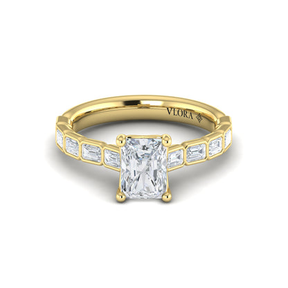 Bezeled Emerald Cut Engagement Ring