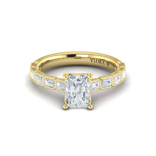 Bezeled Emerald Cut Engagement Ring
