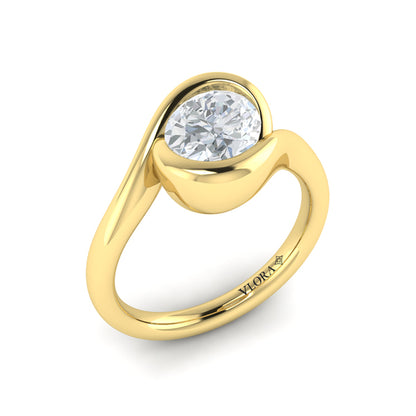 Modern Swirl Bezel Engagement Ring