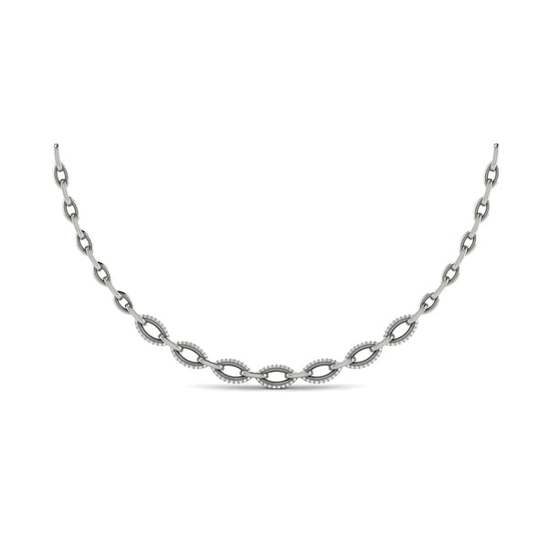 Open Navette Silhouette wtih Diamonds Necklace