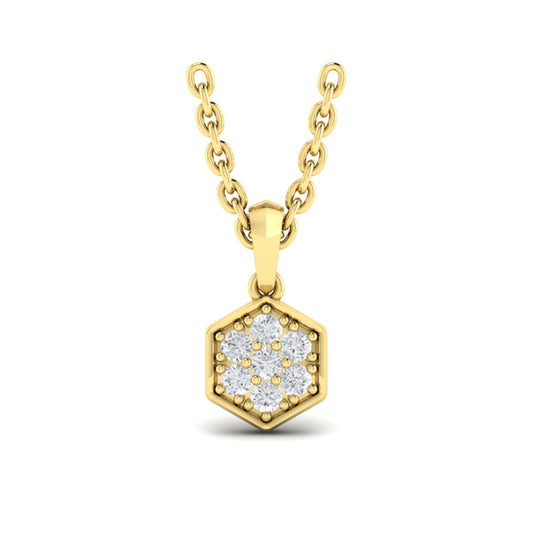 Diamond Cluster Honeycomb Pendant Necklace