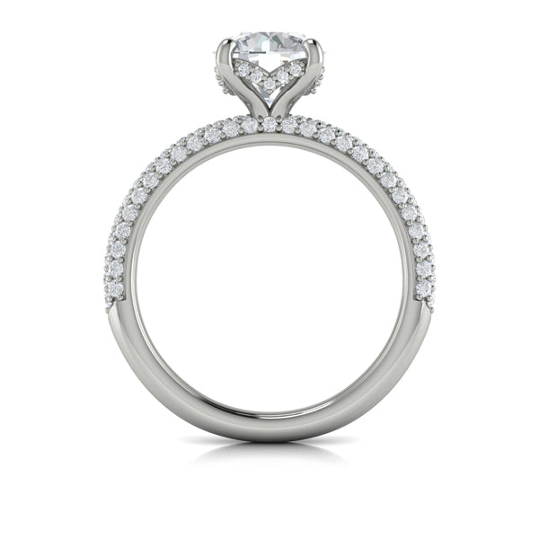 Shimmering Hidden Halo Engagement Ring with Micropave Band