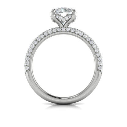 Shimmering Hidden Halo Engagement Ring with Micropave Band