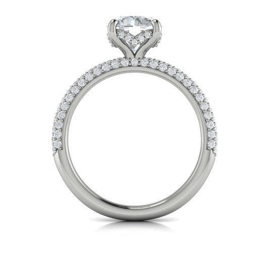 Shimmering Hidden Halo Engagement Ring with Micropave Band