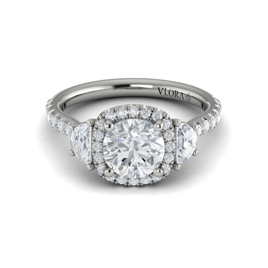Trio Round Halo Engagement Ring
