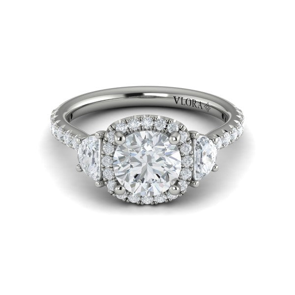 Trio Round Halo Engagement Ring